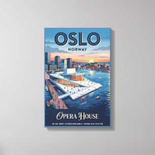 Toile Maison d'opéra d'Oslo Norvège Affiche de voyage vi
