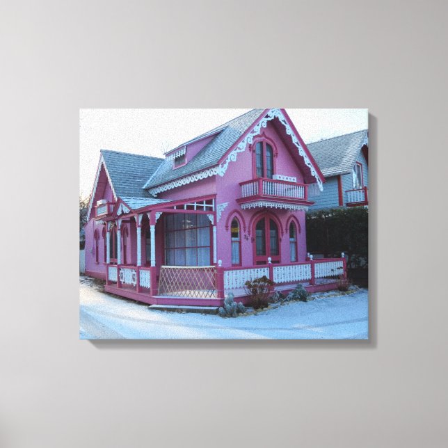 Toile Maison rose en neige - Vignoble de Martha (Recto)