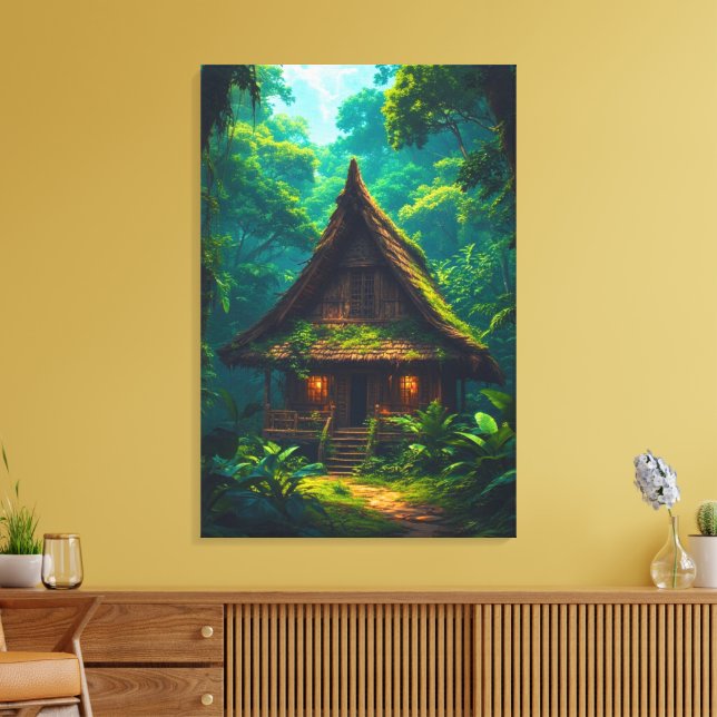 Toile Maison silencieuse dans la forêt tropicale (Insitu(Salon))