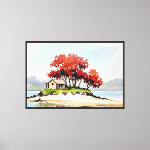 Toile Maison sur une île