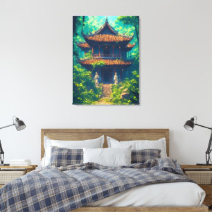 Toile Maison thaïlandaise ensoleillée dans une jungle lu
