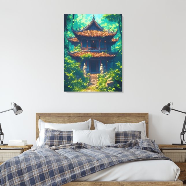 Toile Maison thaïlandaise ensoleillée dans une jungle lu (Insitu(Chambre))