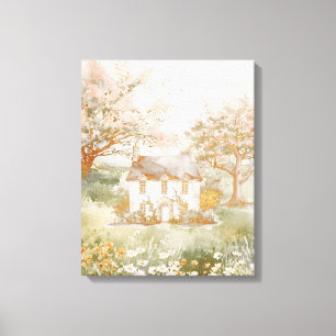 Toile Maison Vintage dans l'Art Cottagecore de Prairie V