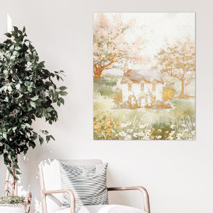 Toile Maison vintage dans l'Art Cottagecore Green Meadow