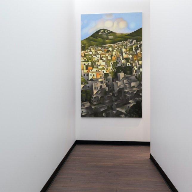 Toile Maisons sur le versant de la colline - Art abstrai (Créateur téléchargé)