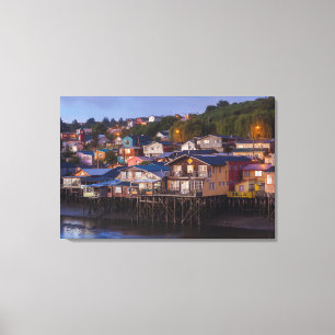 Toile Maisons sur pilotis de Palafito, vue en hauteur