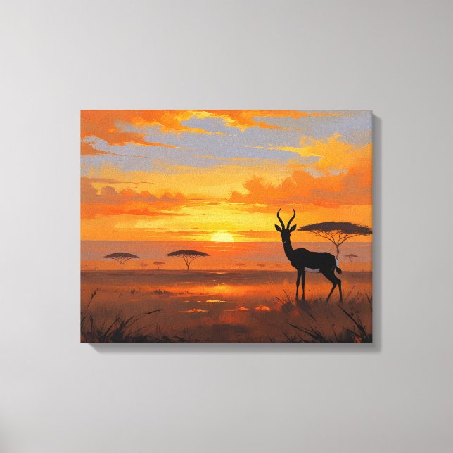 Toile Majesté du coucher de soleil dans la savane – Gaze (Recto)