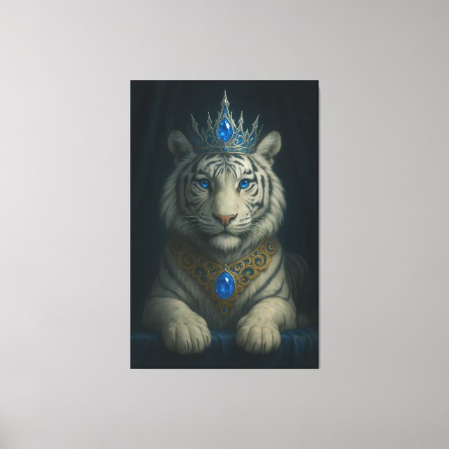 Toile Majestic Blue Crown Royal Tiger – Luxury Fine Art  (Recto)