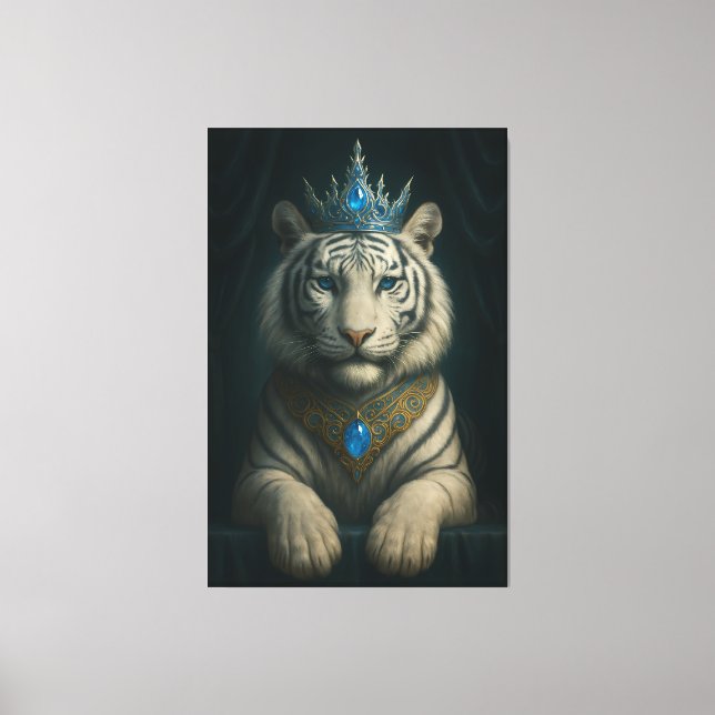 Toile Majestic Blue Crown Royal Tiger – Luxury Fine Art  (Recto)