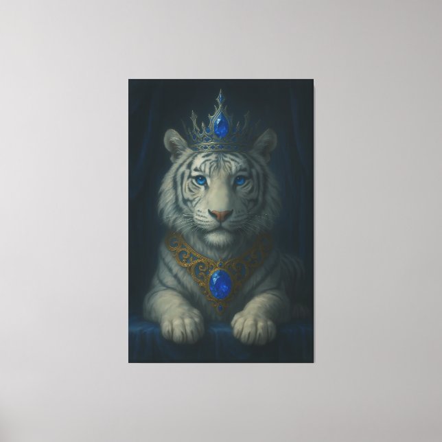 Toile Majestic Blue Crown Royal Tiger – Luxury Fine Art  (Recto)