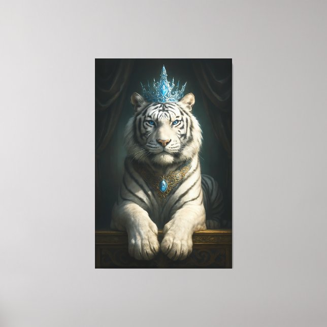 Toile Majestic Blue Crown White Tiger · Fine Art Canvas  (Recto)