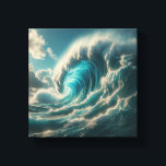 Toile Majestic Giant Blue Wave - Dramatic Ocean Power<br><div class="desc">A stunning and dynamic digital artwork capturing the raw power of a massive, curling ocean wave. The deep turquoise water and white sea foam are set against a dramatic sky with sun-drenched clouds, creating a sense of awe and natural grandeur. Ideal for large-scale wall art in modern living rooms, surf-themed...</div>