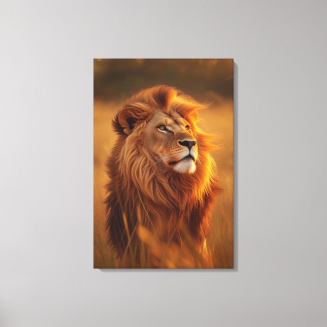 Toile Majestic Golden Lion at Sunset – Canvas Wall Art   (Recto)