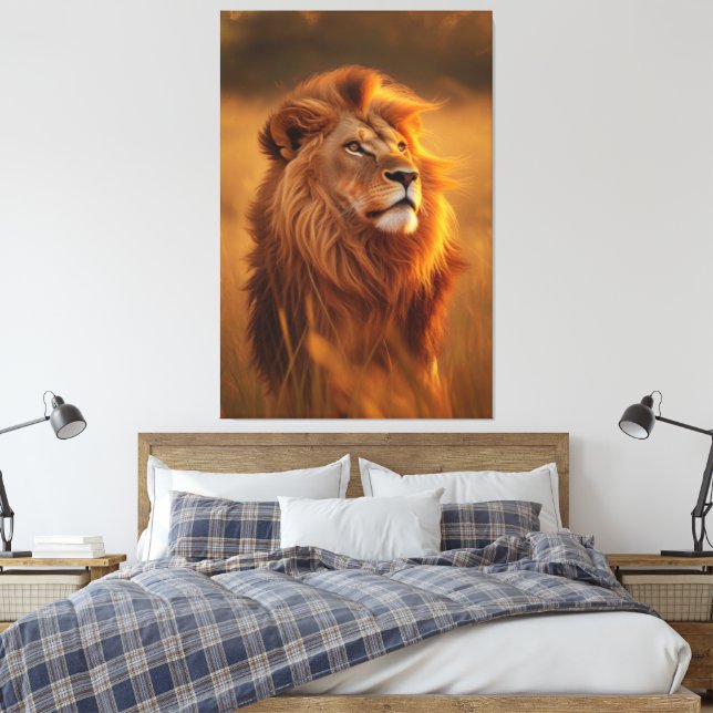 Toile Majestic Golden Lion at Sunset – Canvas Wall Art (Insitu(Chambre))