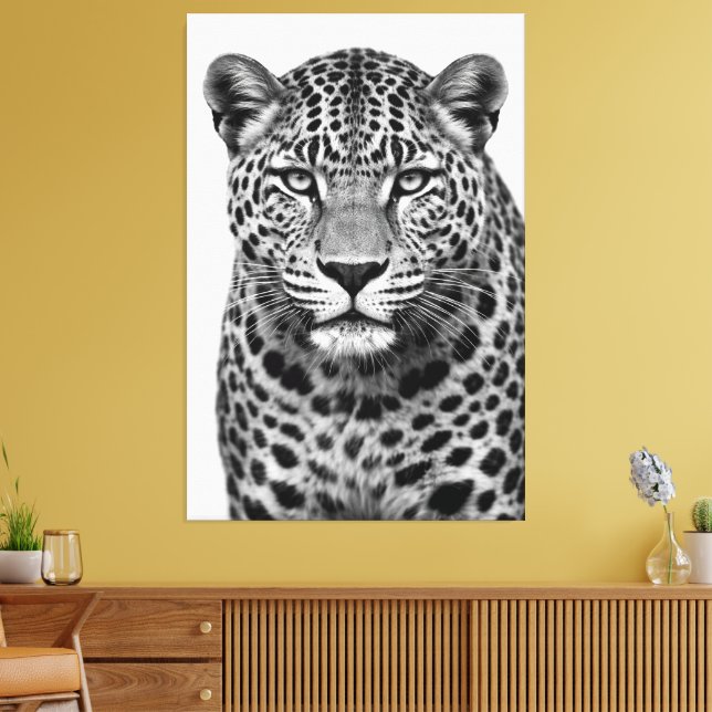 Toile Majestic Leopard Black & White Canvas Print (Insitu(Salon))