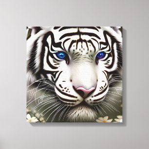 Toile Majestic White Tiger Blue Eyes Art
