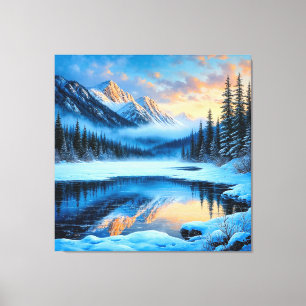 Toile Majestueuses montagnes enneigées se reflétant