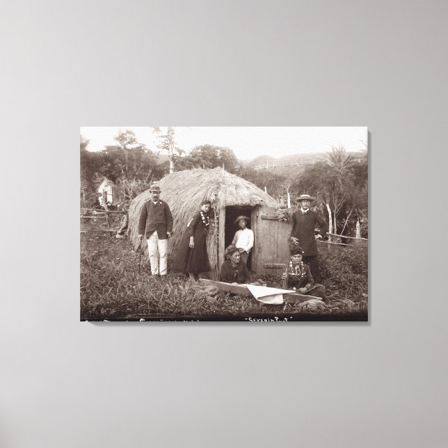 Toile Making Tappa, un tissu natif, c.1875 (photo sépia) (Recto)