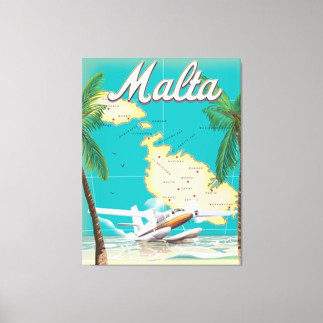 Toile Malte plage et carte affiche voyage (Recto)