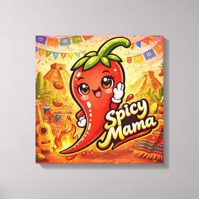 Toile Maman piquante - Chaleur - Les fous de bouffe (Recto)
