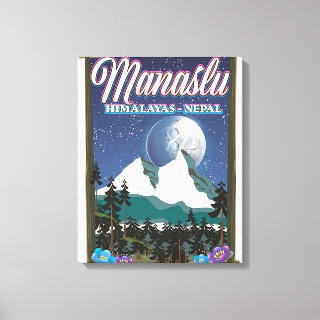 Toile Manaslu Himalayas carte de voyage Népal affiche (Recto)