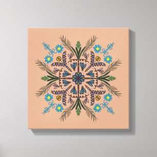 Toile Mandala botanique bohème de verdure tropicale