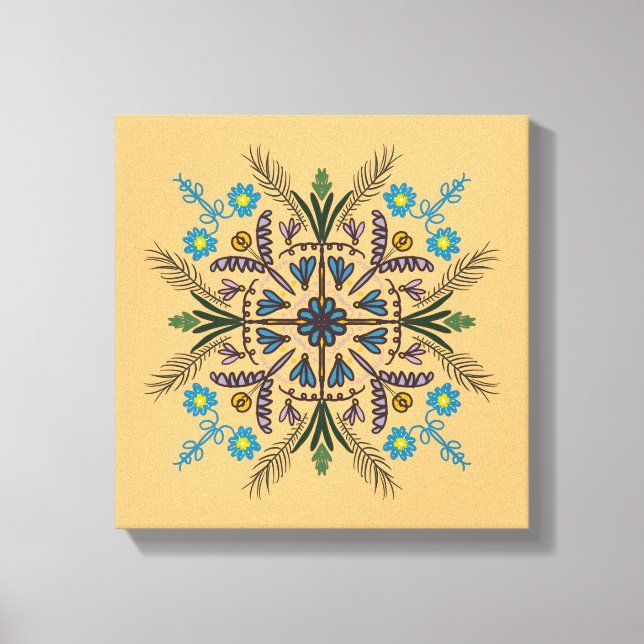 Toile Mandala botanique bohème de verdure tropicale Oran (Recto)