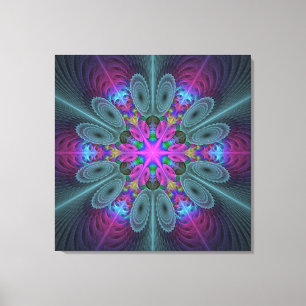 Toile Mandala coloré frappant art fractal kaléidoscope