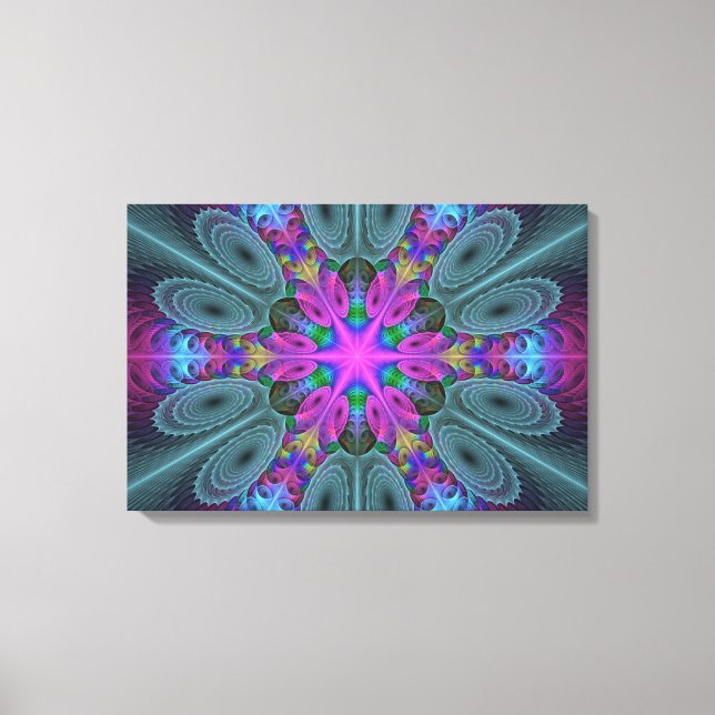 Toile Mandala coloré frappant art fractal kaléidoscope (Recto)