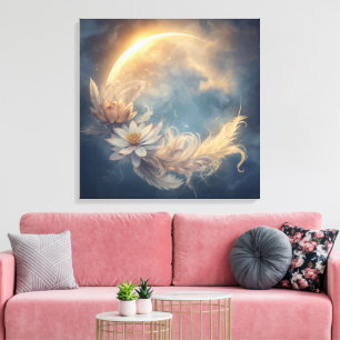Toile Mandala d'art mural bohème Lunar Bloom