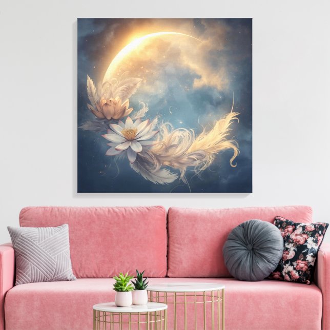 Toile Mandala d'art mural bohème Lunar Bloom (Insitu(Salon))