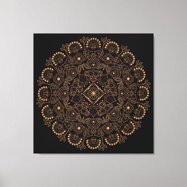 Toile Mandala de perles en or faux (Recto)