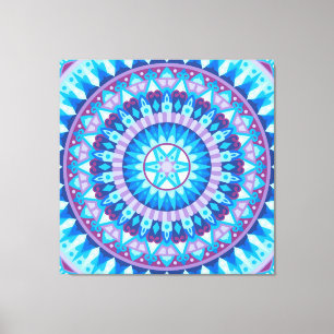 Toile Mandala d'hiver bleu flocon de neige géométrique C