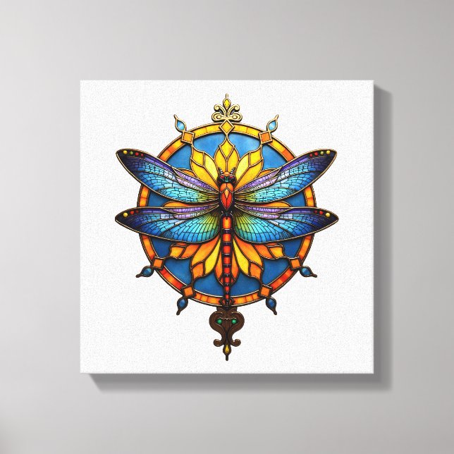 Toile Mandala Libellule Lumineuse Géométrie Sacrée Spiri (Recto)