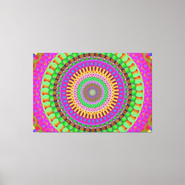 Toile Mandala Neon Twist Stretted Canvas Print (Recto)
