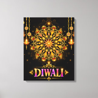Toile Mandala Rangoli doré Diwali Festival des lumières