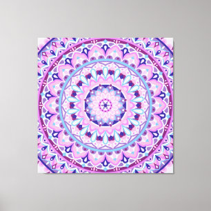 Toile Mandala Violet Art Boho Motif Géométrique Vibrant
