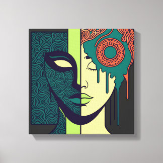 Toile Mandala visage partagé Art abstrait