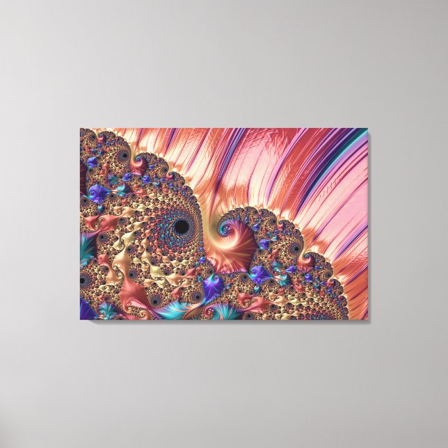 Toile Mandelbrot Set Art numérique fractal rose et or (Recto)