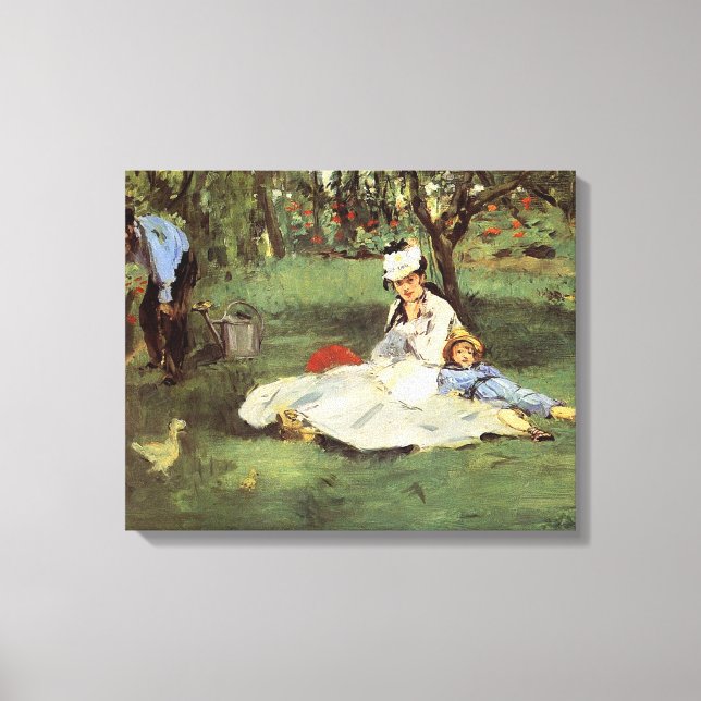 Toile Manet Impressionniste Français Famille Jardin Pein (Recto)