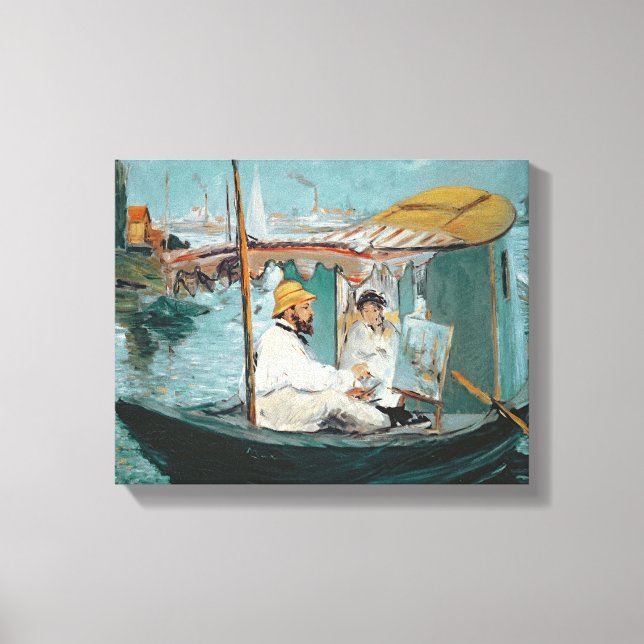 Toile Manet | Monet dans son studio flottant, 1874 (Recto)