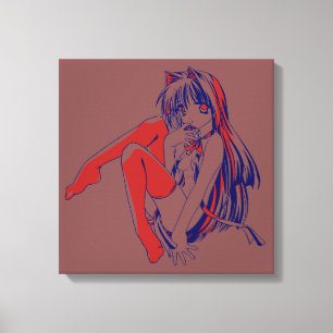 Toile Manga américain Neko Chatte Féline Kawaii Anime