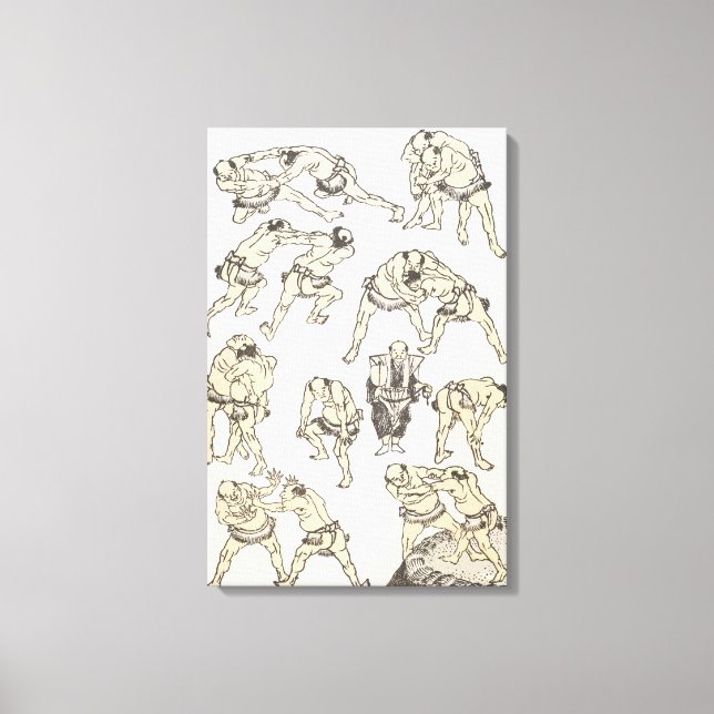 Toile Manga: studies of gestures and postures of wrestle (Recto)