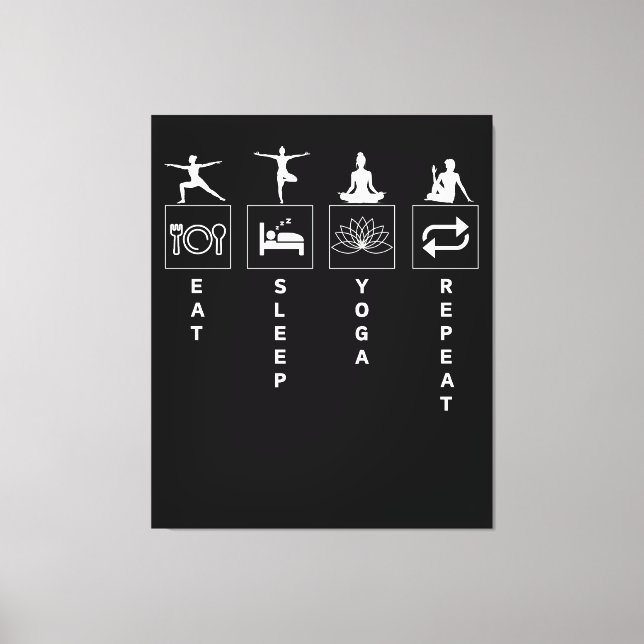 Toile Mangez le yoga du sommeil Répéter (Recto)