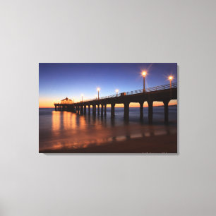 Toile Manhattan Beach Pier au coucher du soleil, Califor