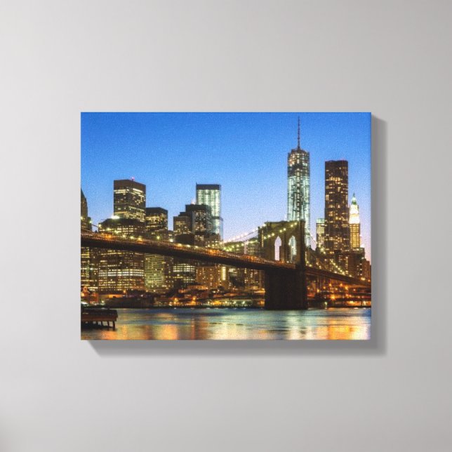 Toile Manhattan et Brooklyn Bridge à Dusk (Recto)