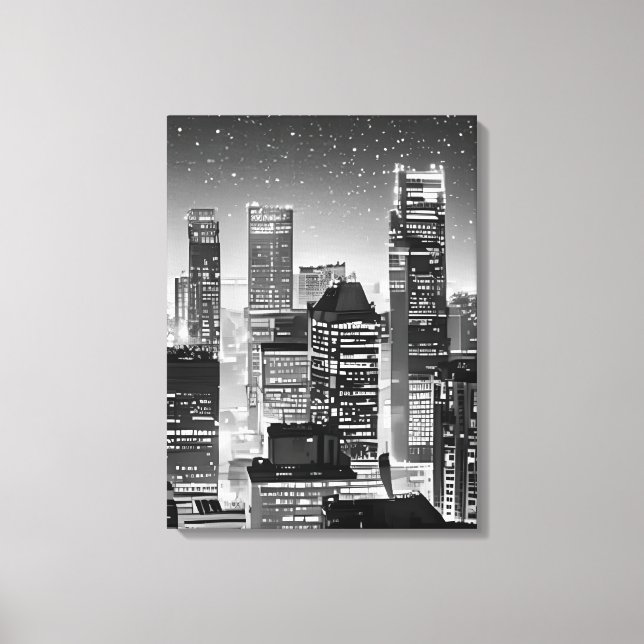 Toile Manhattan Under the Stars en noir et blanc (Recto)