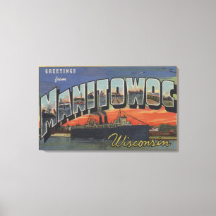Toile Manitowoc, le Wisconsin - grandes scènes de lettr