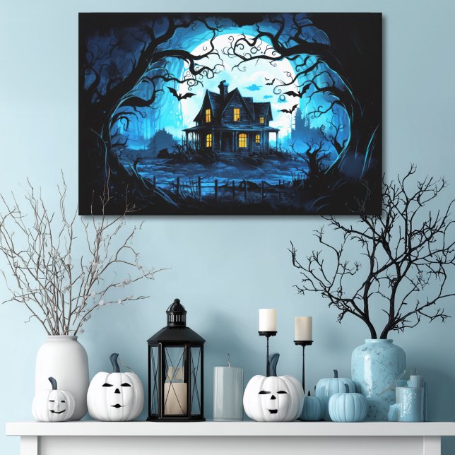 Toile Manoir éclairé par la lune Maison hantée (Créateur téléchargé)