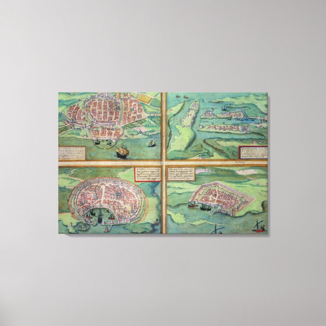 Toile Map of Calais, Malte, Rhodes, et Famagusta, from (Recto)